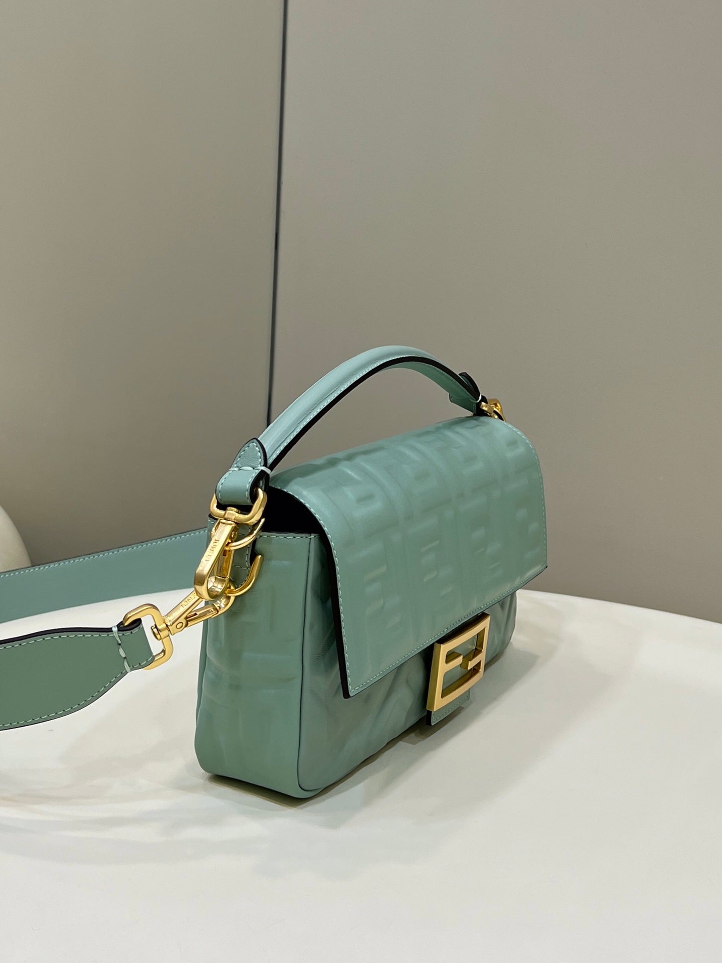 Fendi 8BR600 Baguette Medium Lake Blue leather 0135M bag - Default Title - View 4