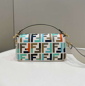 Fendi 8BR600 Baguette Medium Multicolour canvas bag with FF embroidery 0159A - Default Title - View 2