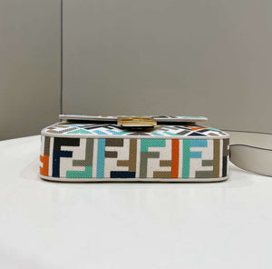 Fendi 8BR600 Baguette Medium Multicolour canvas bag with FF embroidery 0159A - Default Title - View 4