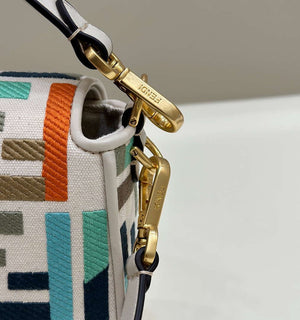 Fendi 8BR600 Baguette Medium Multicolour canvas bag with FF embroidery 0159A - Default Title - View 5