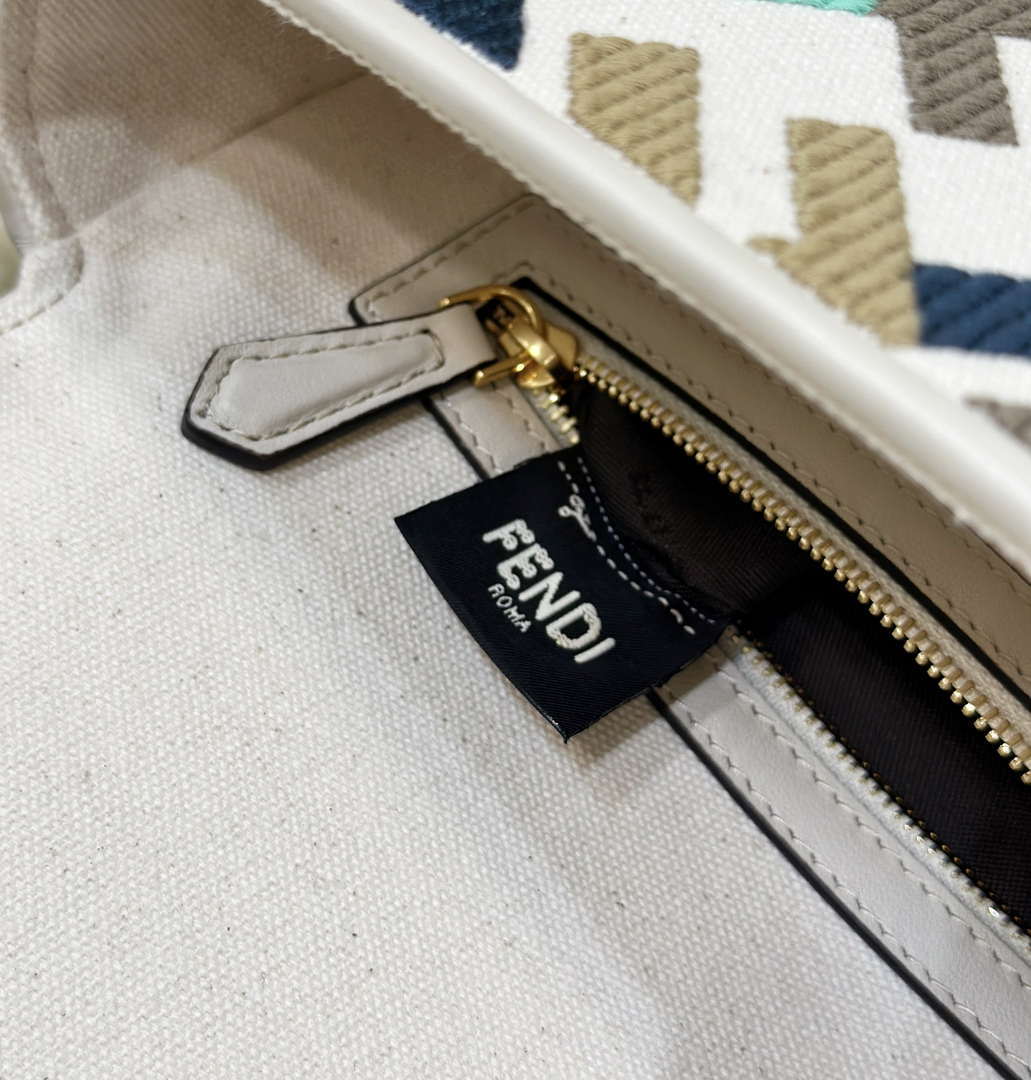 Fendi 8BR600 Baguette Medium Multicolour canvas bag with FF embroidery 0159A