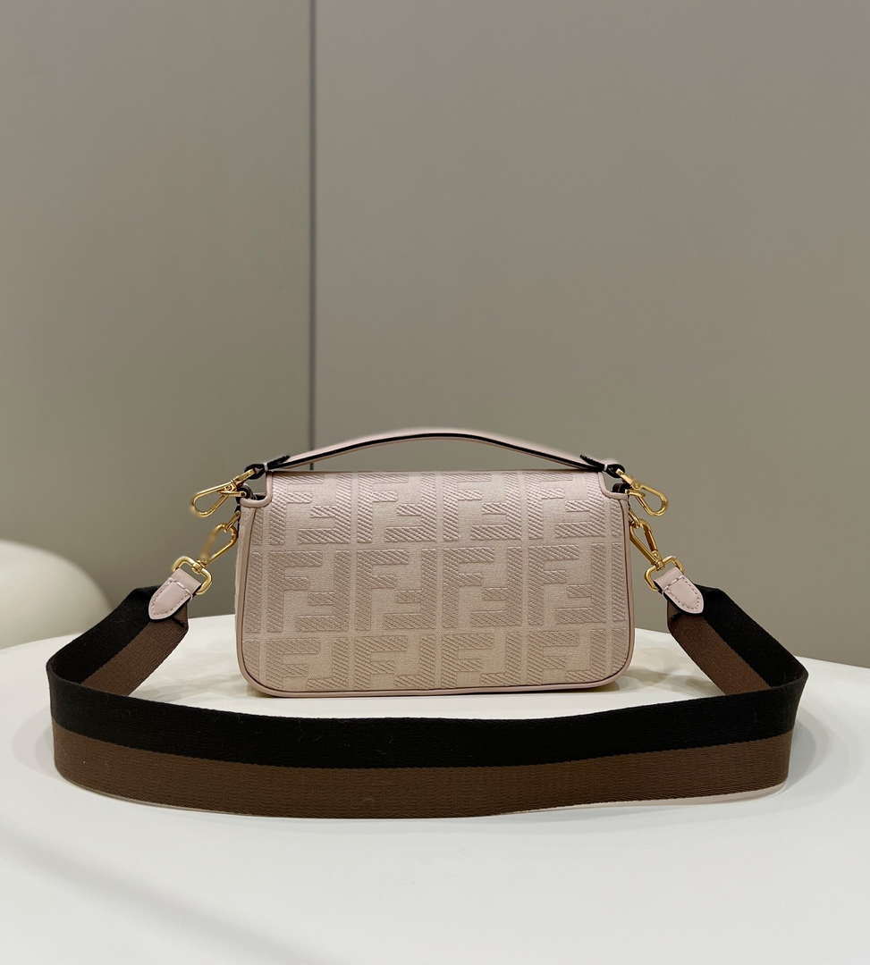 Fendi 8BR600 Baguette Medium Pink bag with FF embroidery - Default Title - View 2