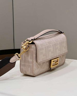 Fendi 8BR600 Baguette Medium Pink bag with FF embroidery - Default Title - View 3