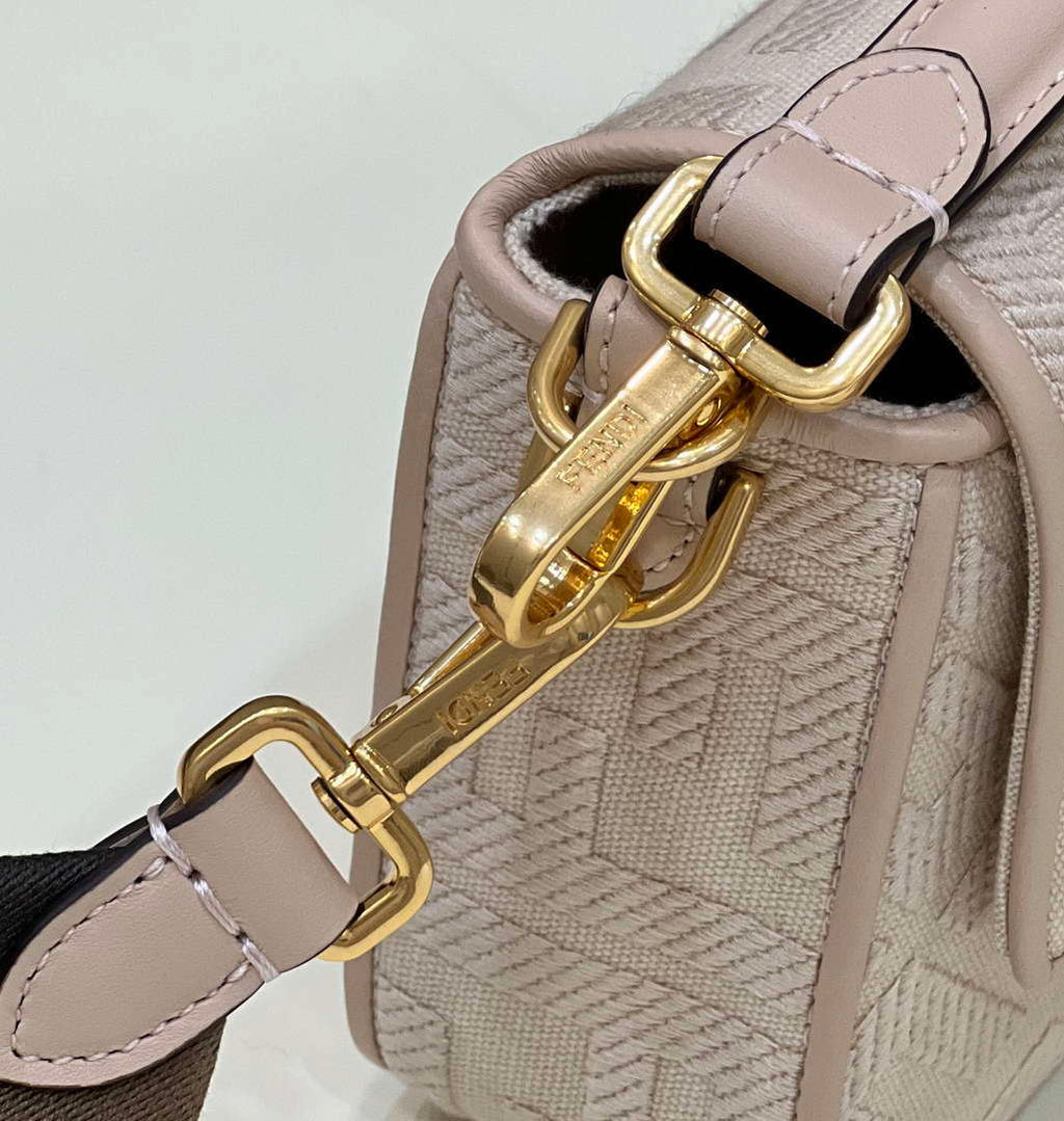Fendi 8BR600 Baguette Medium Pink bag with FF embroidery