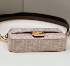 Fendi 8BR600 Baguette Medium Pink bag with FF embroidery - Default Title - View 5