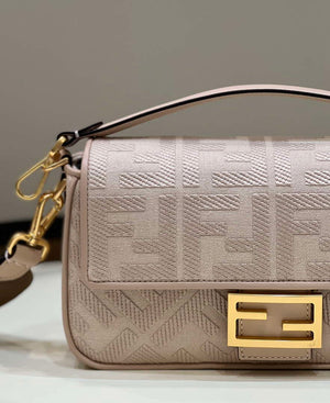 Fendi 8BR600 Baguette Medium Pink bag with FF embroidery - Default Title - View 6