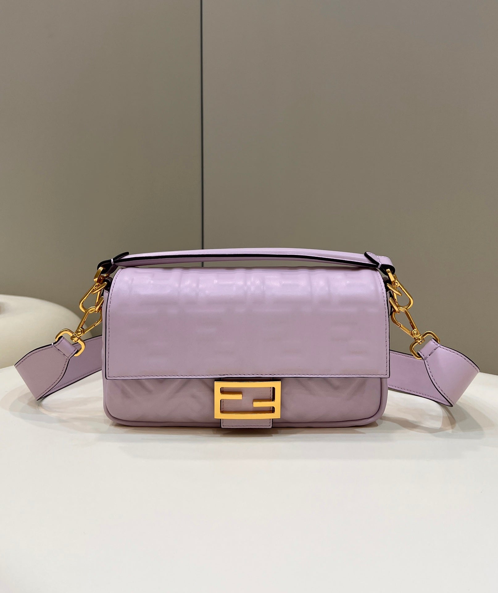 Fendi 8BR600 Baguette Medium Purple leather 0135M bag - Default Title - View 1