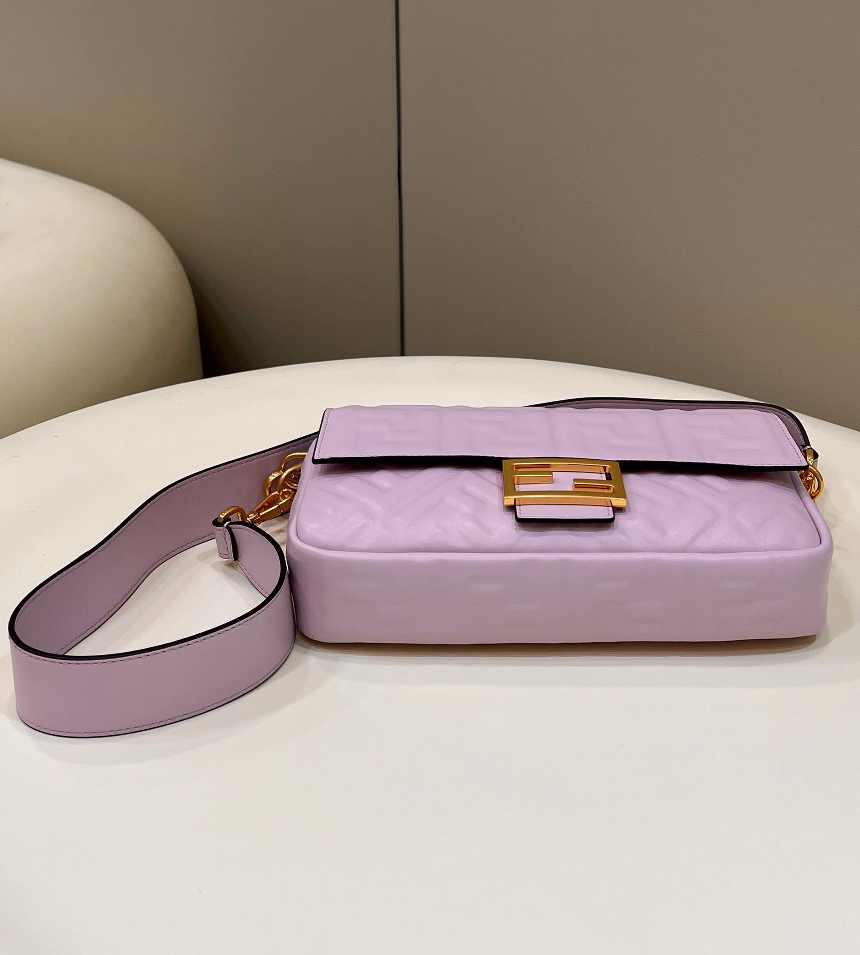 Fendi 8BR600 Baguette Medium Purple leather 0135M bag - Default Title - View 3