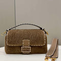 Fendi 8BR600 Baguette Medium Re-Edition bag in camel lam¨¦ sheepskin - Default Title - View 1