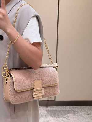 Fendi 8BR600 Baguette Medium Re-Edition bag in Pink lam¨¦ sheepskin - Default Title - View 14