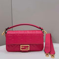 Fendi 8BR600 Baguette Medium Rose Red leather 0135M bag - Default Title - View 1