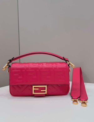 Fendi 8BR600 Baguette Medium Rose Red leather 0135M bag - Default Title - View 1