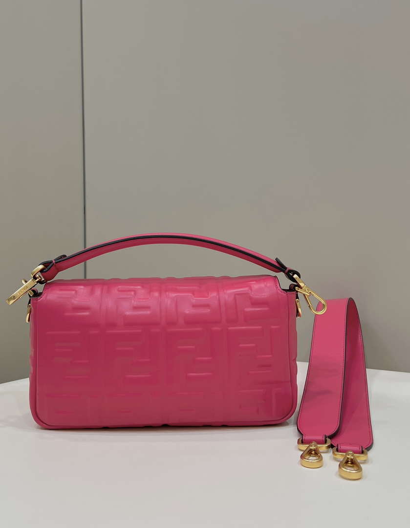 Fendi 8BR600 Baguette Medium Rose Red leather 0135M bag - Default Title - View 2