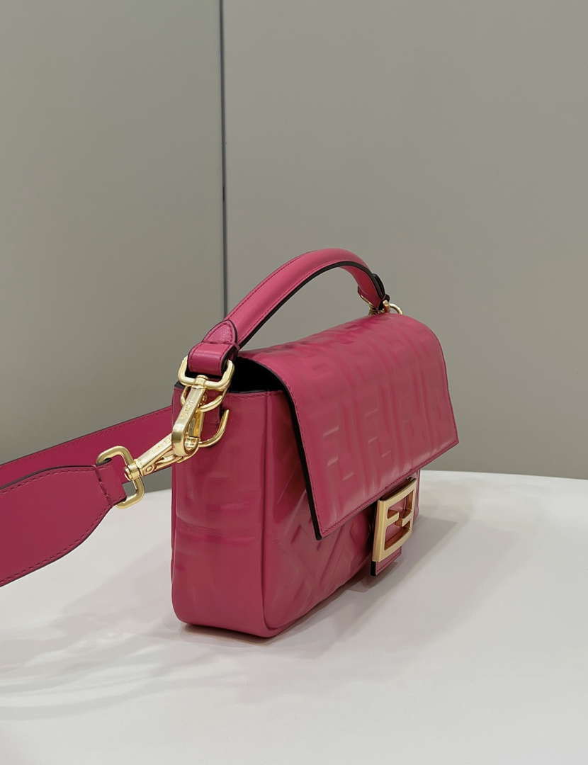 Fendi 8BR600 Baguette Medium Rose Red leather 0135M bag