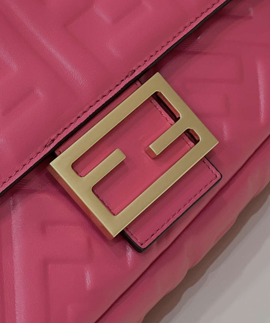 Fendi 8BR600 Baguette Medium Rose Red leather 0135M bag
