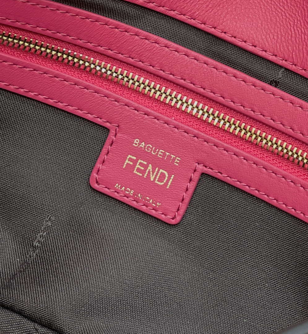 Fendi 8BR600 Baguette Medium Rose Red leather 0135M bag - Default Title - View 6