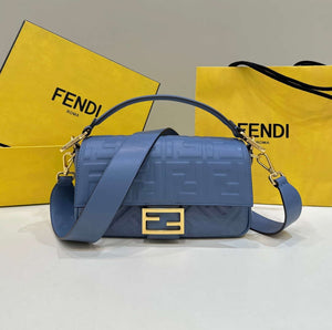 Fendi 8BR600 Baguette Medium Royal Blue leather 0135M bag - Default Title - View 1