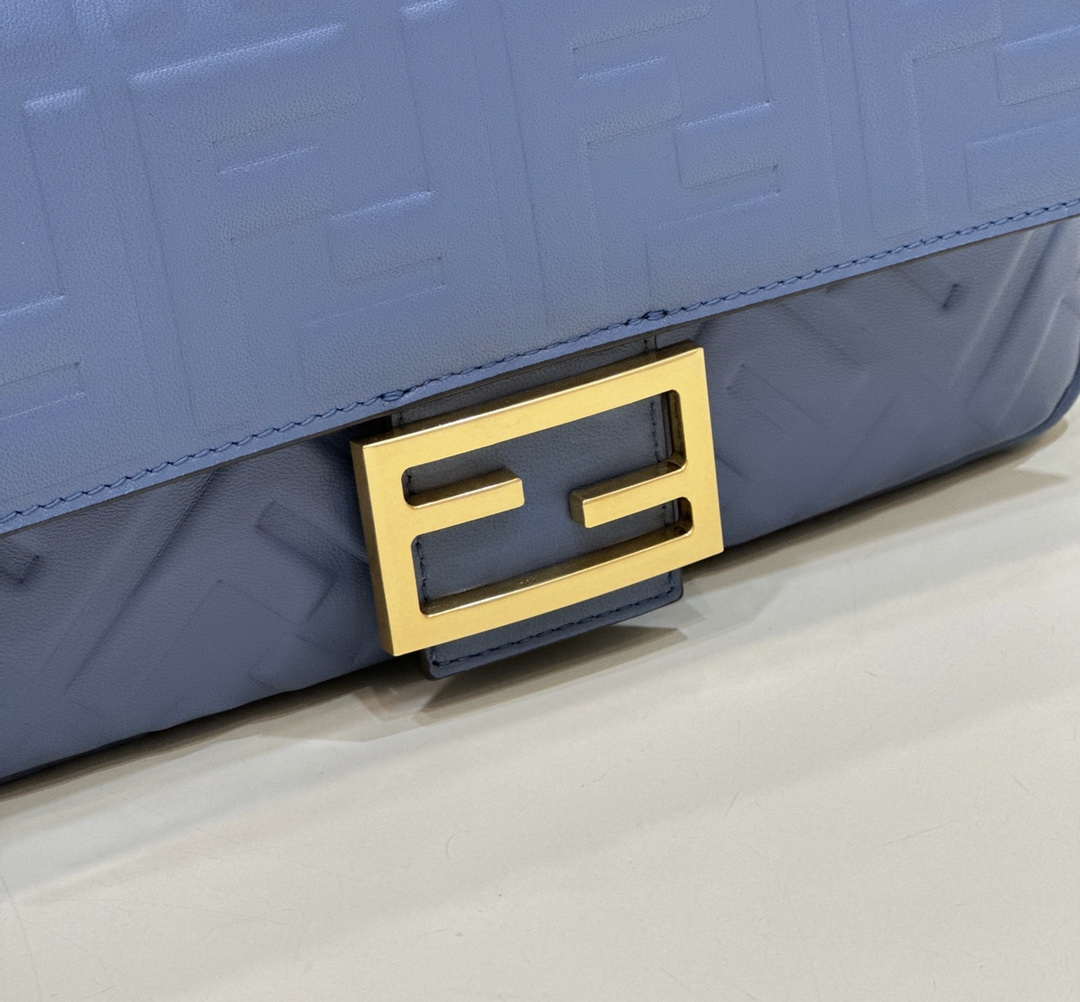 Fendi 8BR600 Baguette Medium Royal Blue leather 0135M bag
