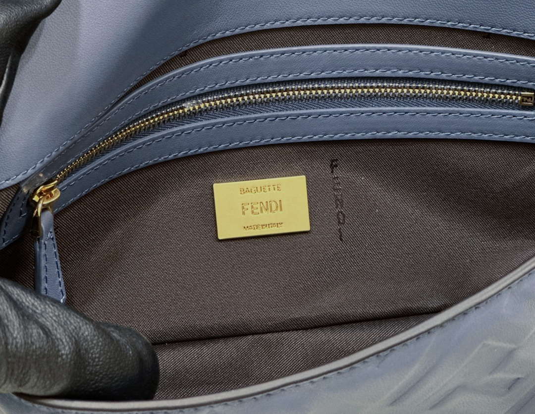 Fendi 8BR600 Baguette Medium Royal Blue leather 0135M bag