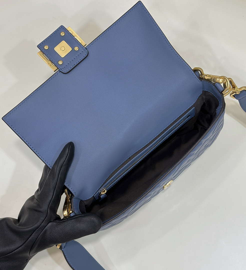 Fendi 8BR600 Baguette Medium Royal Blue leather 0135M bag - Default Title - View 9