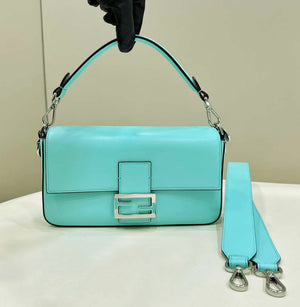 Fendi 8BR600 Baguette Medium Tiffany Blue leather 80128 bag - Default Title - View 1