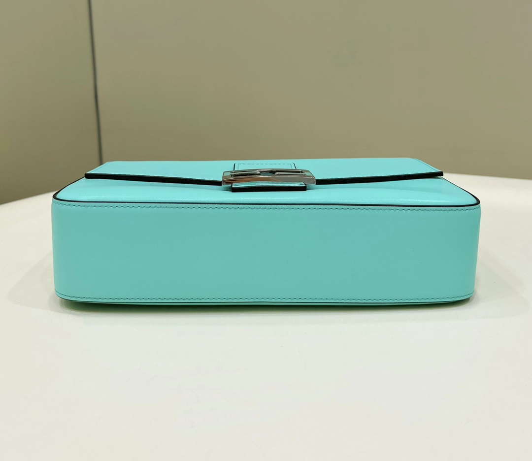 Fendi 8BR600 Baguette Medium Tiffany Blue leather 80128 bag