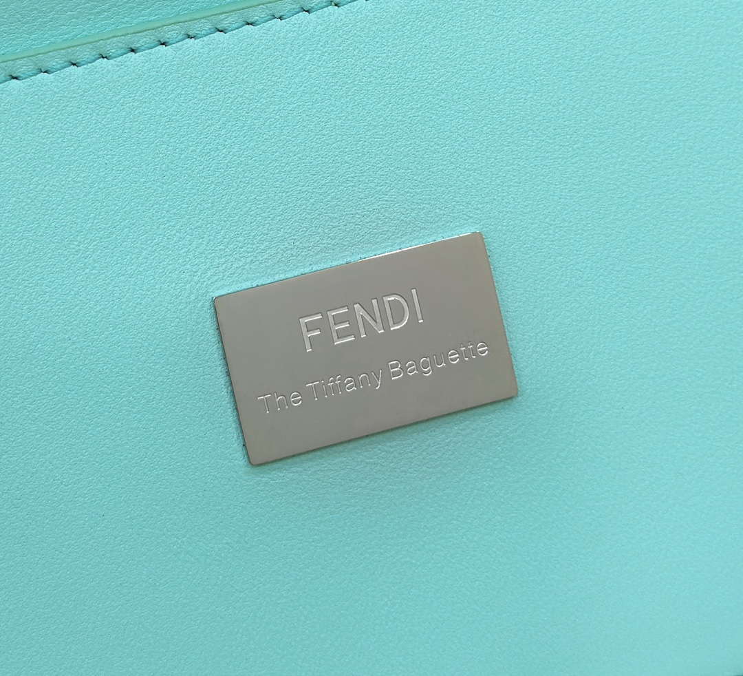 Fendi 8BR600 Baguette Medium Tiffany Blue leather 80128 bag - Default Title - View 6