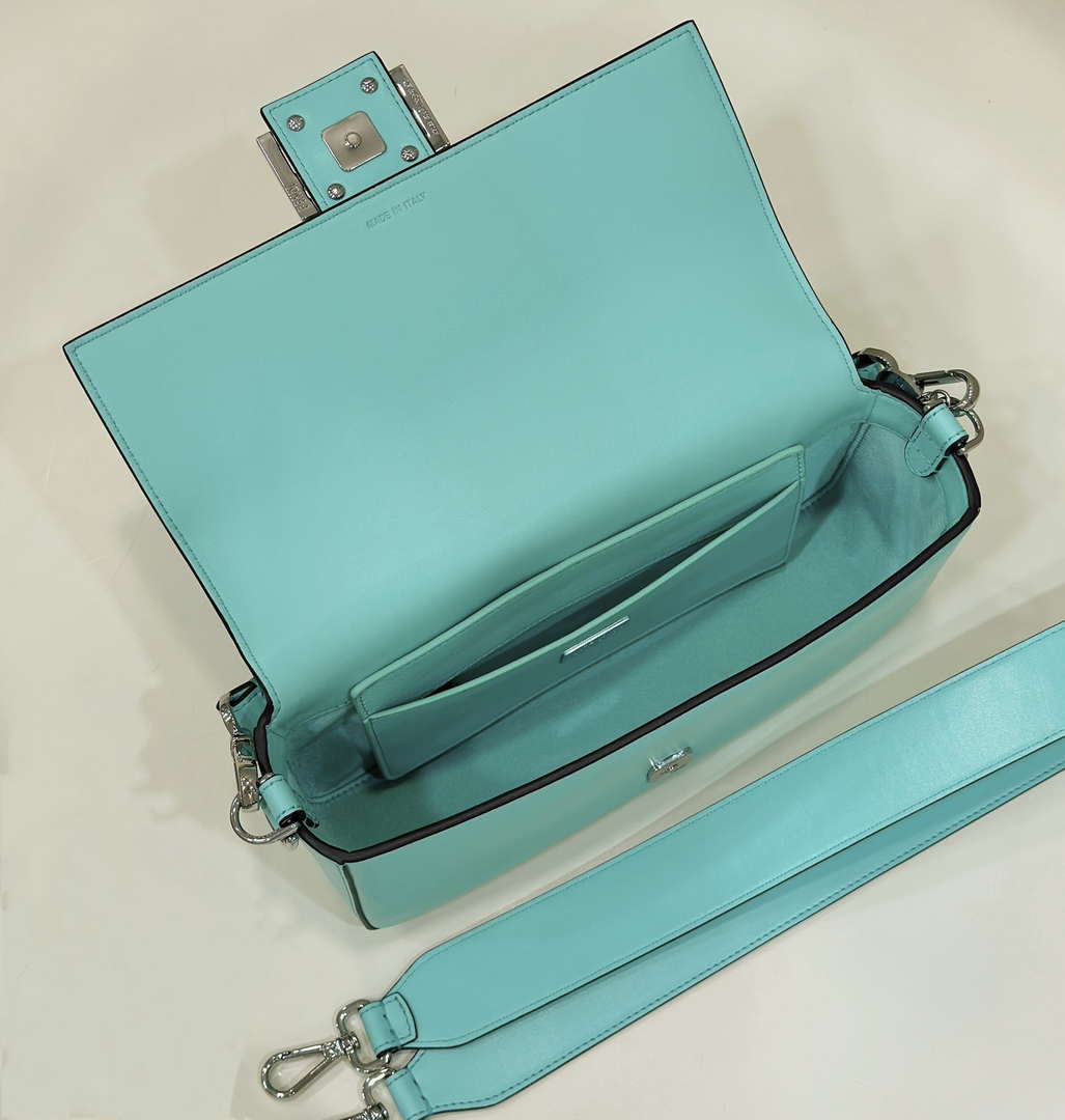 Fendi 8BR600 Baguette Medium Tiffany Blue leather 80128 bag