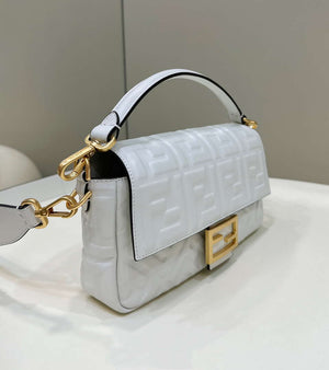 Fendi 8BR600 Baguette Medium White leather 0135M bag - Default Title - View 3