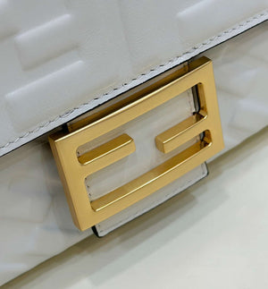 Fendi 8BR600 Baguette Medium White leather 0135M bag - Default Title - View 4