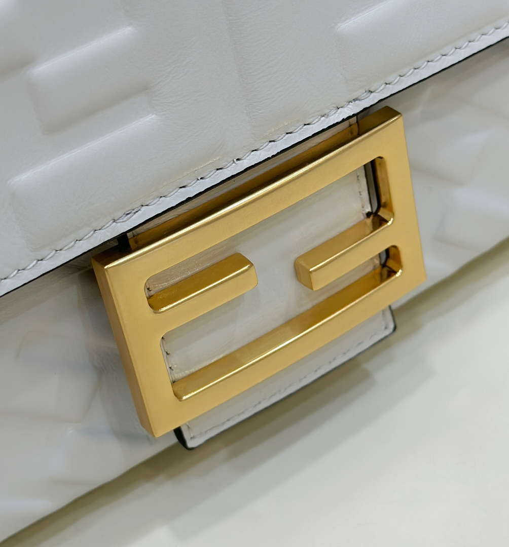 Fendi 8BR600 Baguette Medium White leather 0135M bag