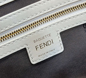 Fendi 8BR600 Baguette Medium White leather 0135M bag - Default Title - View 7