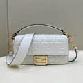 Fendi 8BR600 Baguette Medium White leather 0135M bag - Default Title - View 1