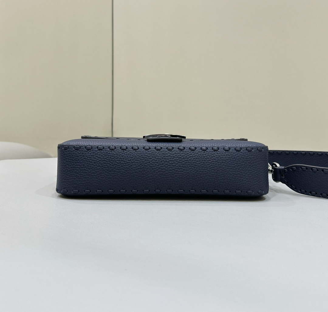 Fendi 8BR600 Baguette Midnight blue Selleria bag with Oversized Topstitching 8610 - Default Title - View 4