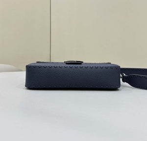 Fendi 8BR600 Baguette Midnight blue Selleria bag with Oversized Topstitching 8610 - Default Title - View 4