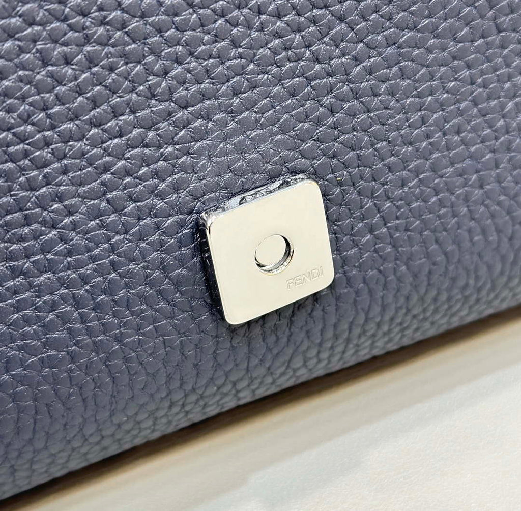 Fendi 8BR600 Baguette Midnight blue Selleria bag with Oversized Topstitching 8610