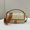 Fendi 8BR600 Baguette Natural straw bag with FF embroidery Beige - Default Title - View 1