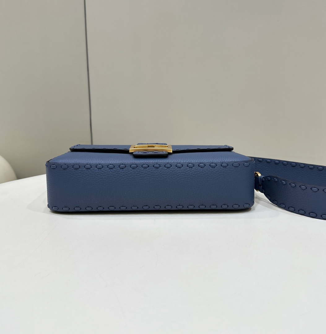 Fendi 8BR600 Baguette Navy blue Selleria bag with Oversized Topstitching 8610 - Default Title - View 4