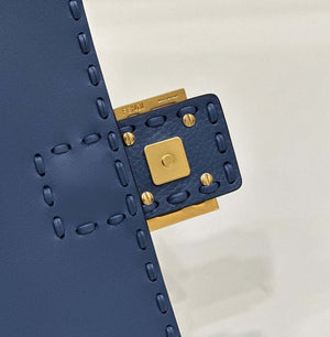 Fendi 8BR600 Baguette Navy blue Selleria bag with Oversized Topstitching 8610 - Default Title - View 5