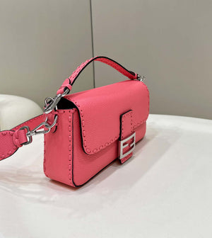 Fendi 8BR600 Baguette Pink Selleria bag with Oversized Topstitching 8610 - Default Title - View 3