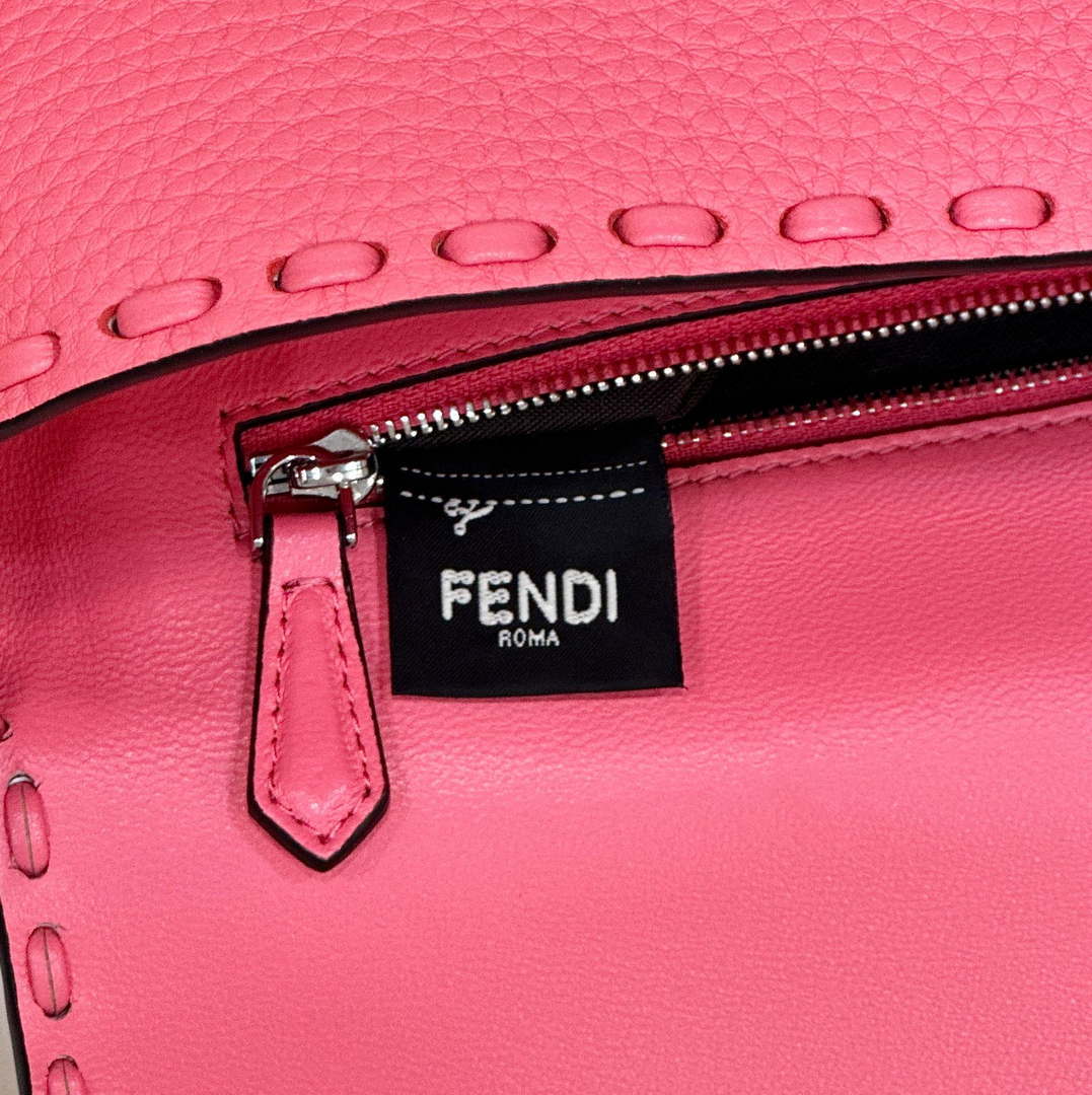 Fendi 8BR600 Baguette Pink Selleria bag with Oversized Topstitching 8610