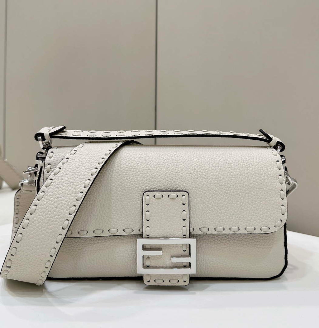 Fendi 8BR600 Baguette Camellia Selleria bag with Oversized Topstitching 8610