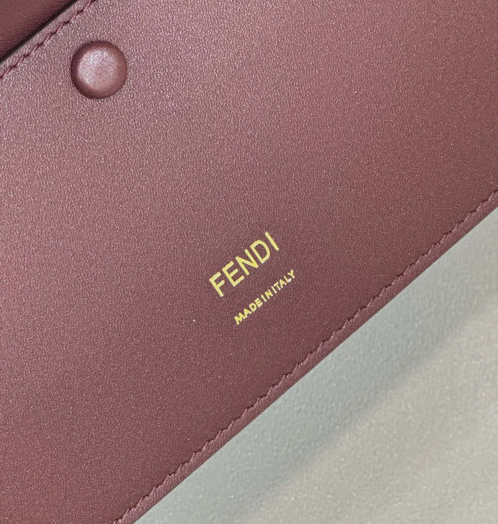 Fendi 8BR600 Baguette Wine Red interlaced leather and raffia bag 8630