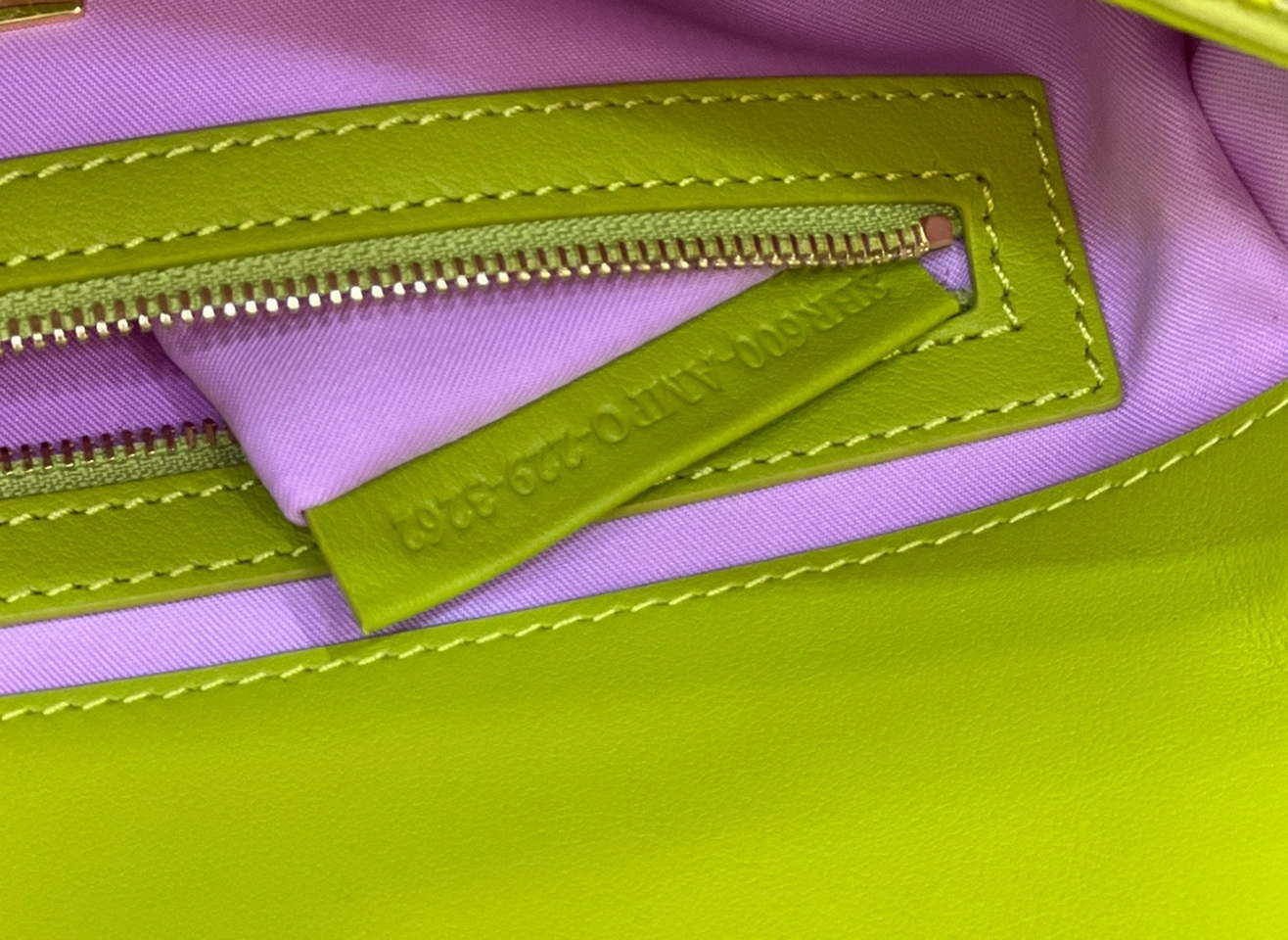 Fendi 8BR600 Medium Baguette Acid green sequin and leather bag 8601