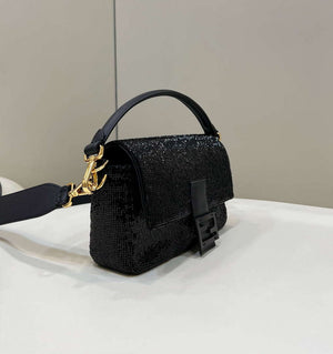 Fendi 8BR600 Medium Baguette Beads Black leather Bag 8599 - Default Title - View 3