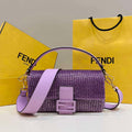 Fendi 8BR600 Medium Baguette Beads Purple leather Bag 8599 - Default Title - View 1