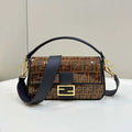 Fendi 8BR600 Medium Baguette Brown FF jacquard fabric bag with sequins - Default Title - View 1