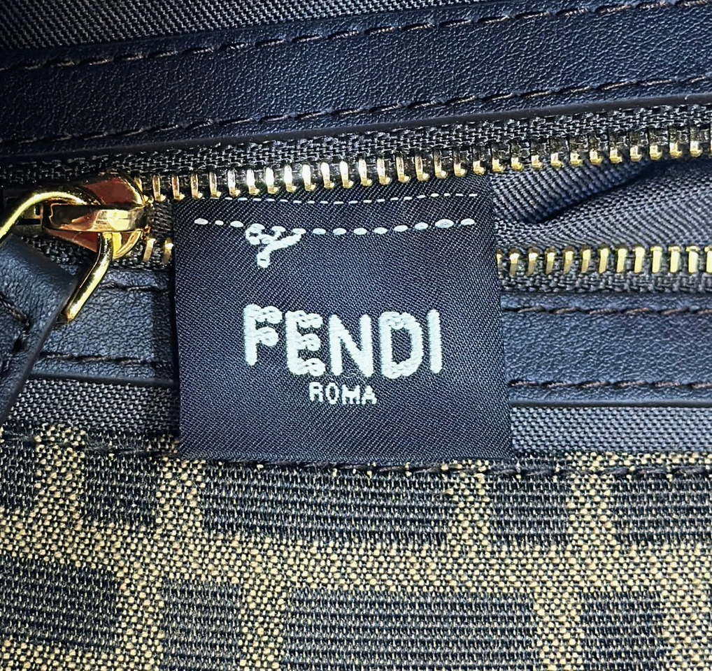 Fendi 8BR600 Medium Baguette Brown FF jacquard fabric bag with sequins - Default Title - View 7