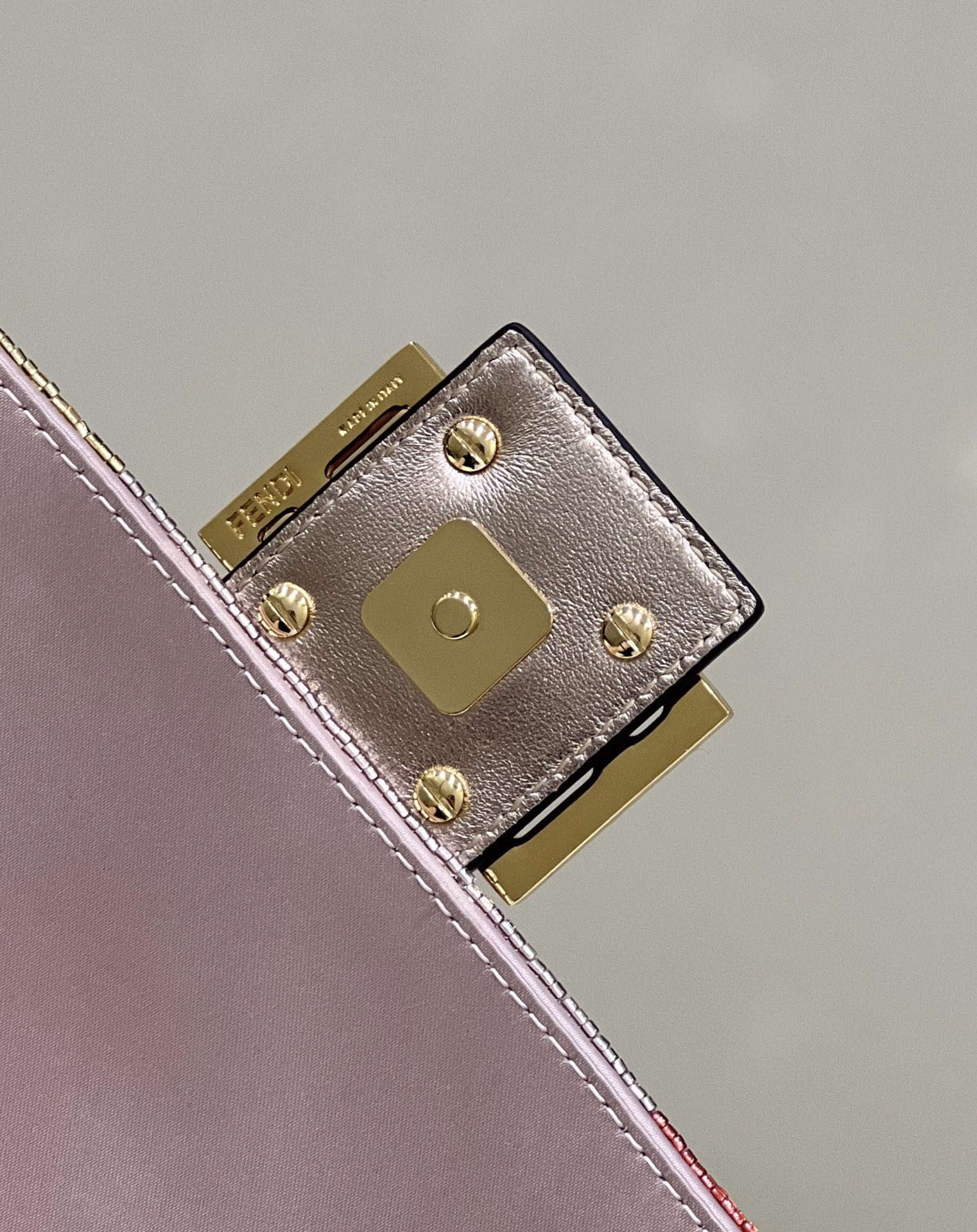 Fendi 8BR600 Medium Baguette Pink and Gold sequin and leather bag 8582 - Default Title - View 10