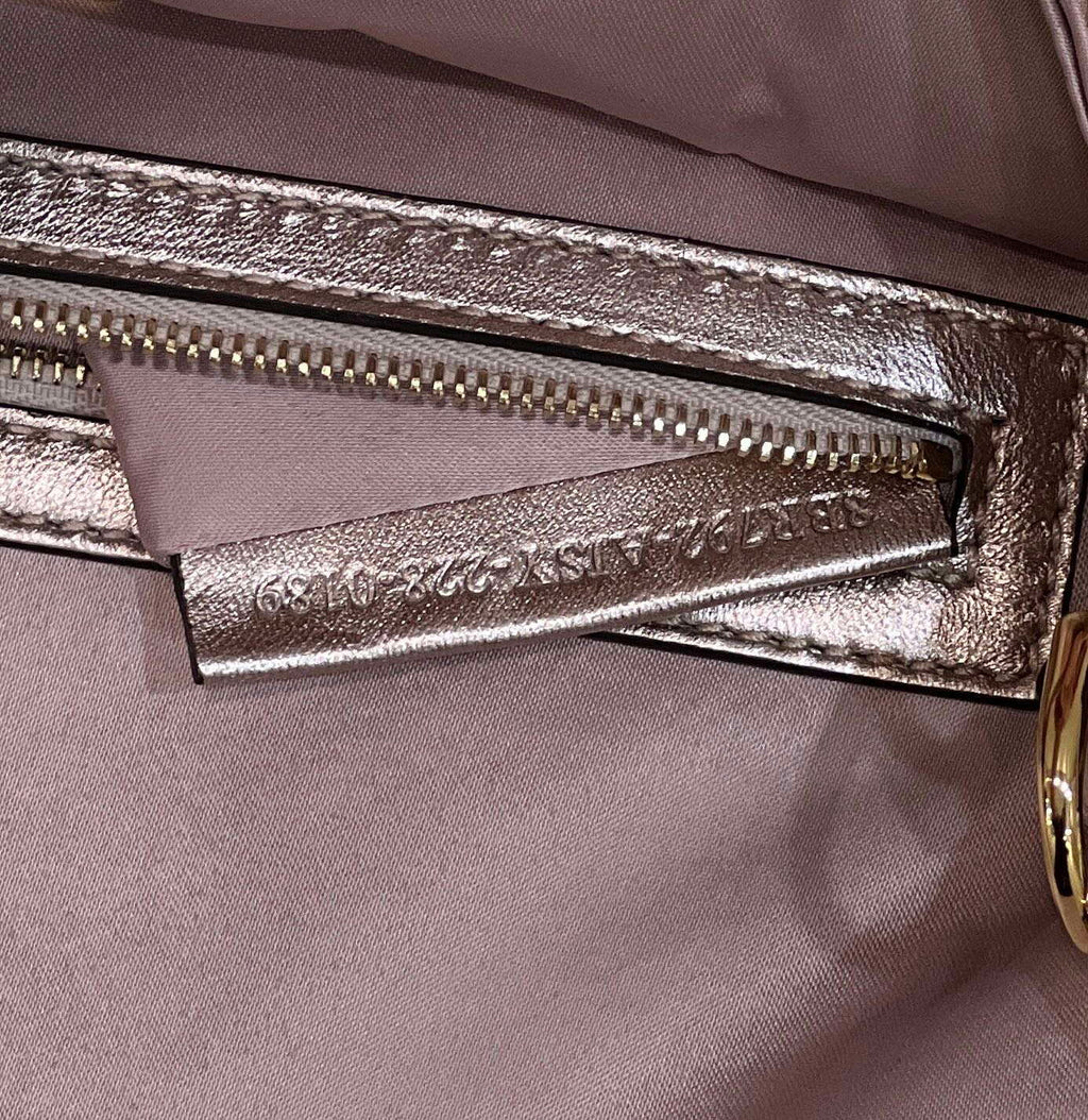 Fendi 8BR600 Medium Baguette Pink and Gold sequin and leather bag 8582